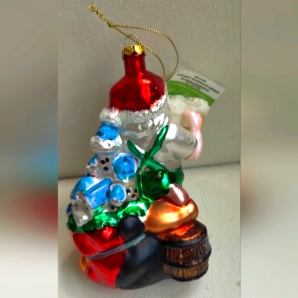 Glass Christmas Ornament German themed Santa Claus, New with Tag - Picture 2 of 4